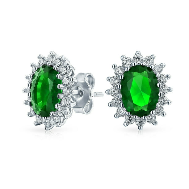 Stunning 1.00 Carat Round Cut Lab Created Green Emerald Alloy Ladies Hoop Earring In Black Rhodium Ovar 